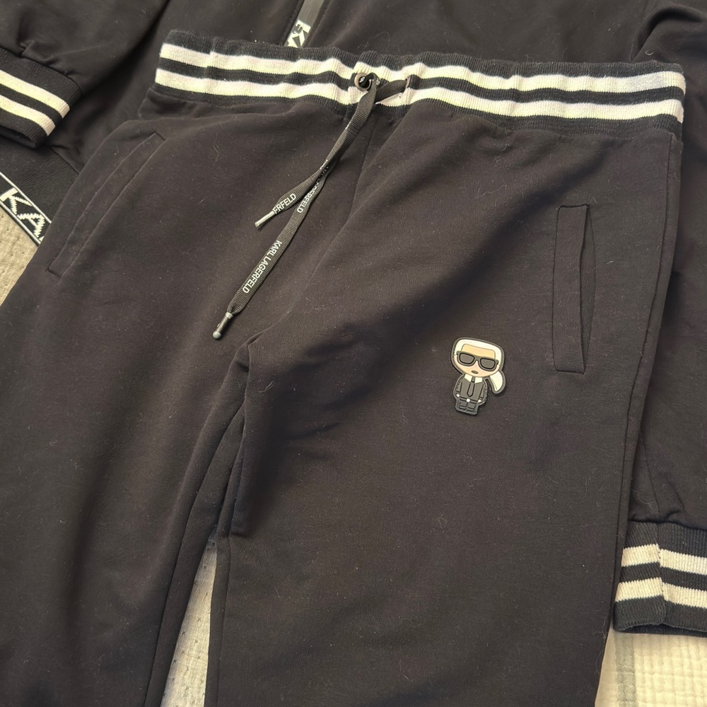 Karl Lagerfeld Black Sweatpants with Iconic Patch